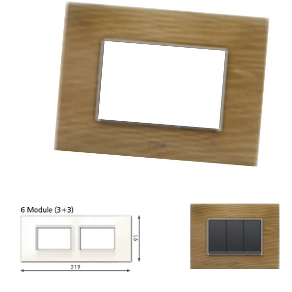 Picture of GM Casaviva PJSF06014 Wood Horizontal (3+3) 6M Walnut Cover Plate With Frame