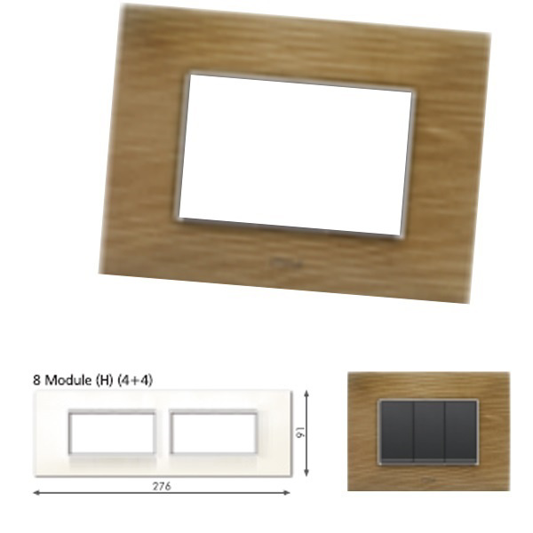 Picture of GM Casaviva PJSF08011 Wood Horizontal (4+4) 8M Walnut Cover Plate With Frame