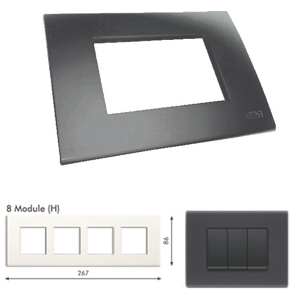 Picture of GM Casablanca PLSB08006 Horizontal (2+2+2+2) 8M Soft Magic Grey Cover Plate With Frame