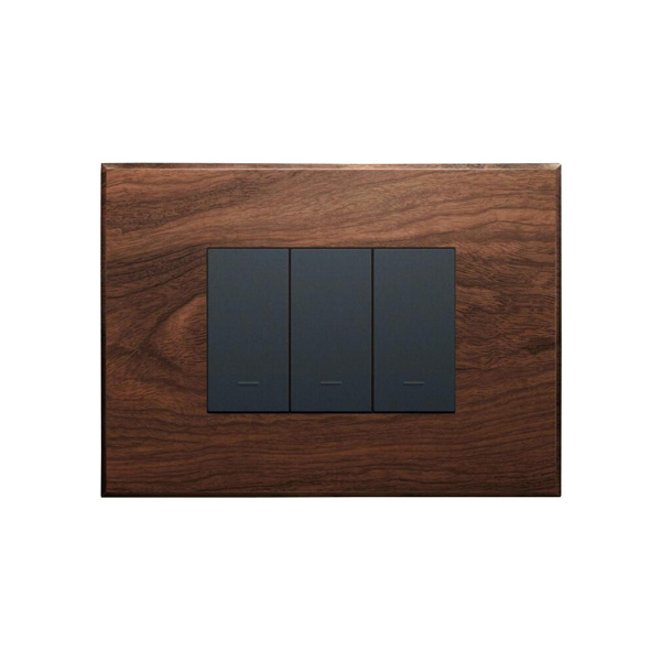 Picture of L&T Englaze CB92106FM04 6 Module Mocha Wood Cover Plate With Frame