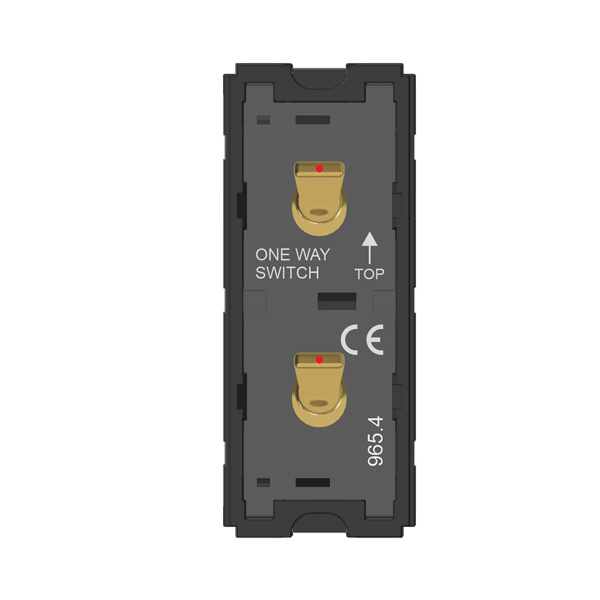 Picture of Norisys TG9 T9301.34 6A 1 Way + 1 Way (With Indicator) 1 Module Mellow Gold Metal Lever Twin Switches